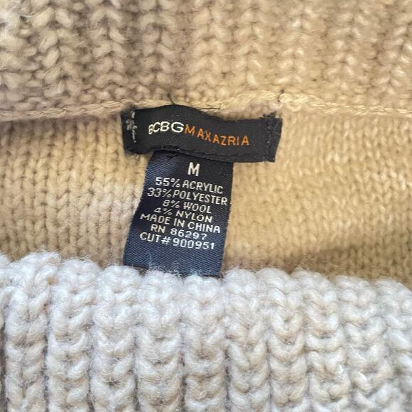 BCBGMAXAZRIA Cable Knit Pullover Sweater Size Small Beige boho Cotton Blend - Picture 6 of 6